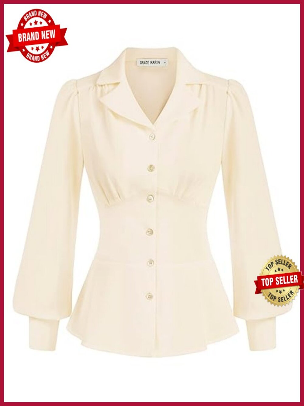 Women's Long Sleeve Dressy Tops Business Casual Button Peplum Blouses Cinched